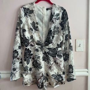 Missguided Floral Surplus Zip Up Romper